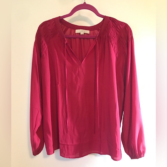LOFT Tops - ♥️LOFT Women's Red Long-Sleeve Blouse